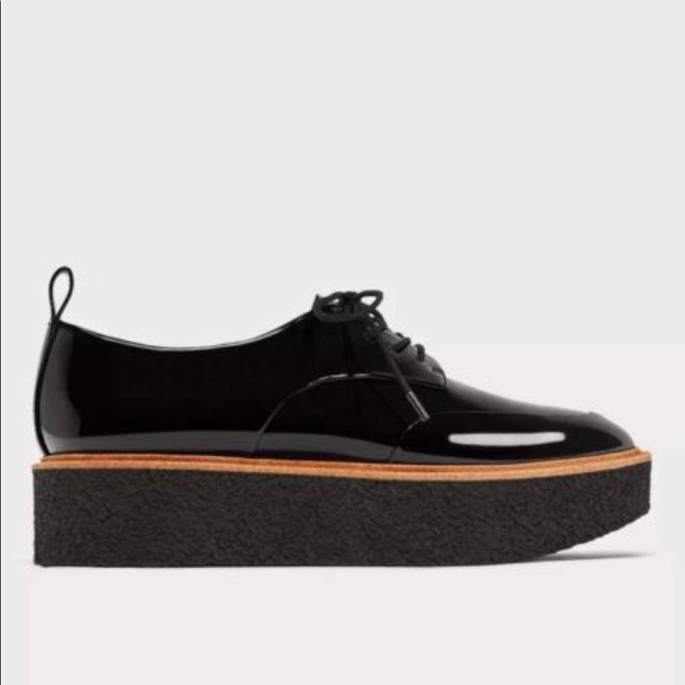ZARA Black Platform Patent Loafers Moccasins 6 36 - Picture 3 of 4